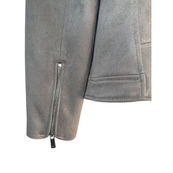 ZARA Gray Large Faux Suede Biker Jacket - Picture 7 of 16